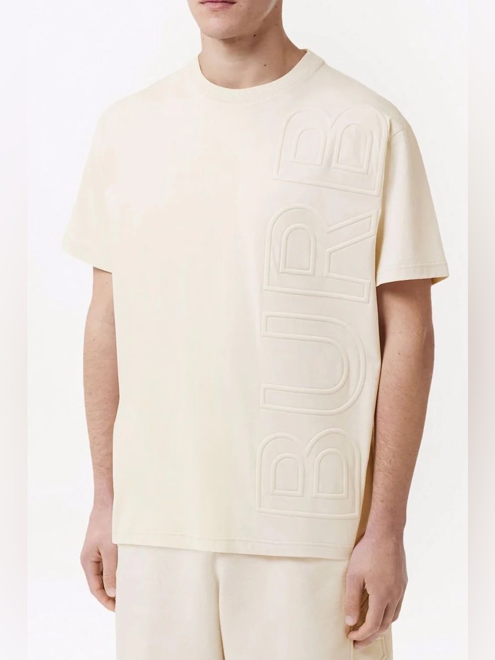 Burberry Embossed Logo Oversized T Shirt Beige Mens M